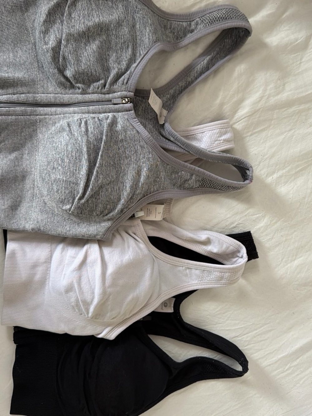 Women's Grey, White & Black Seamless Support Tank Tops